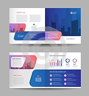 Square Business Bi-Fold Brochure Design | Booklet Design | Marketing and Financial DocumentÂ 
